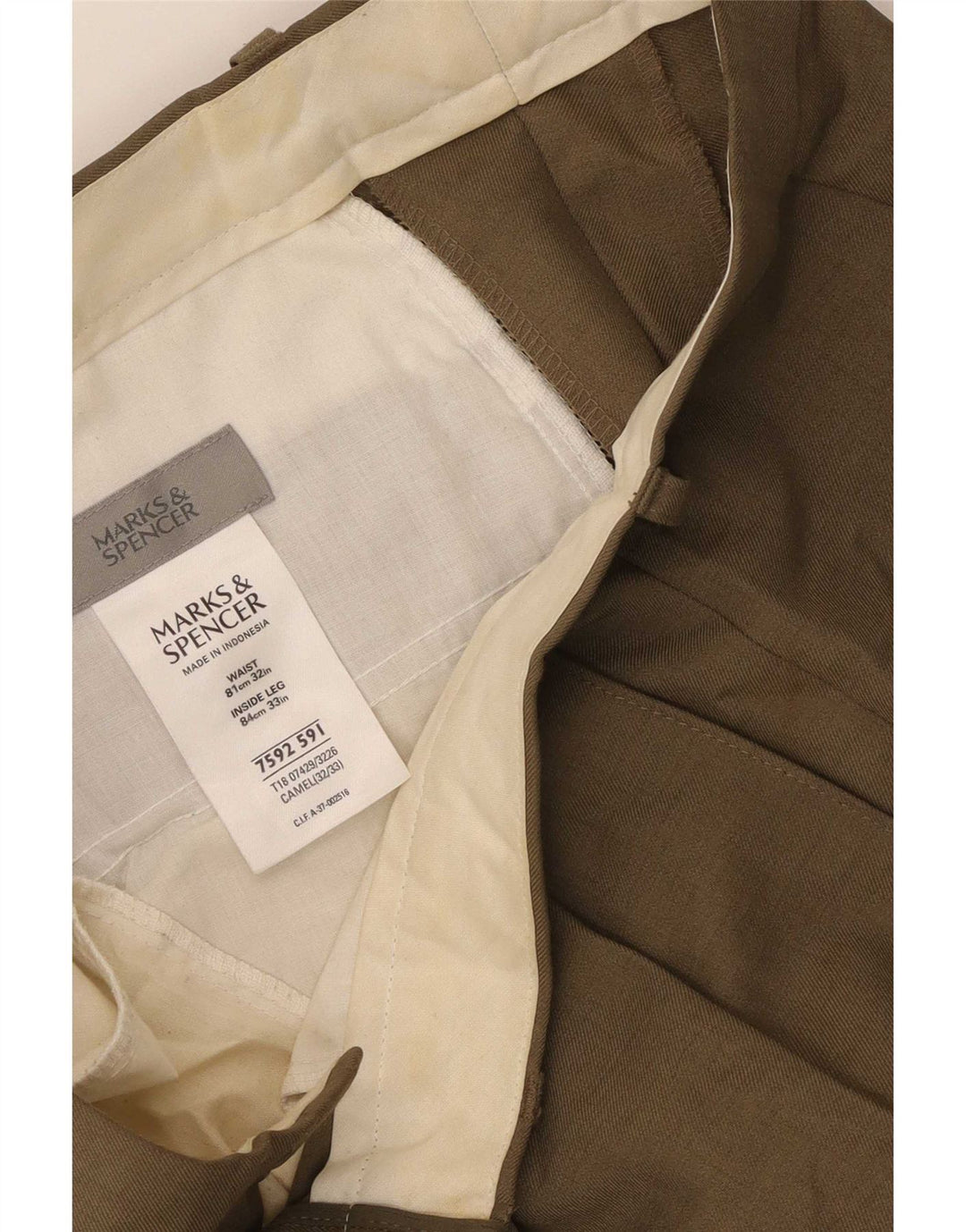 Marks & Spencer Herren-Chinohose mit Pegged, W32, L33, Khaki, Polyester