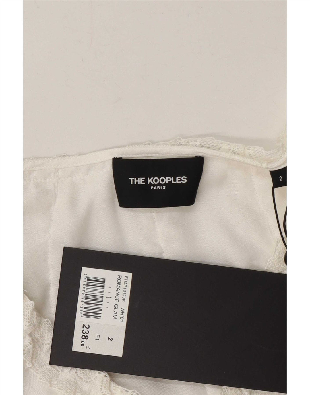 The Kooples Damen-Langarm-Crop-Bluse-Top, Größe 2, mittelweiß, Designer