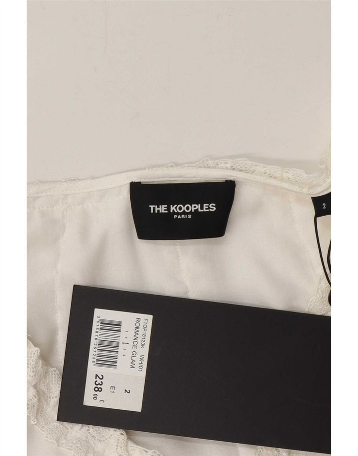 The Kooples Damen-Langarm-Crop-Bluse-Top, Größe 2, mittelweiß, Designer