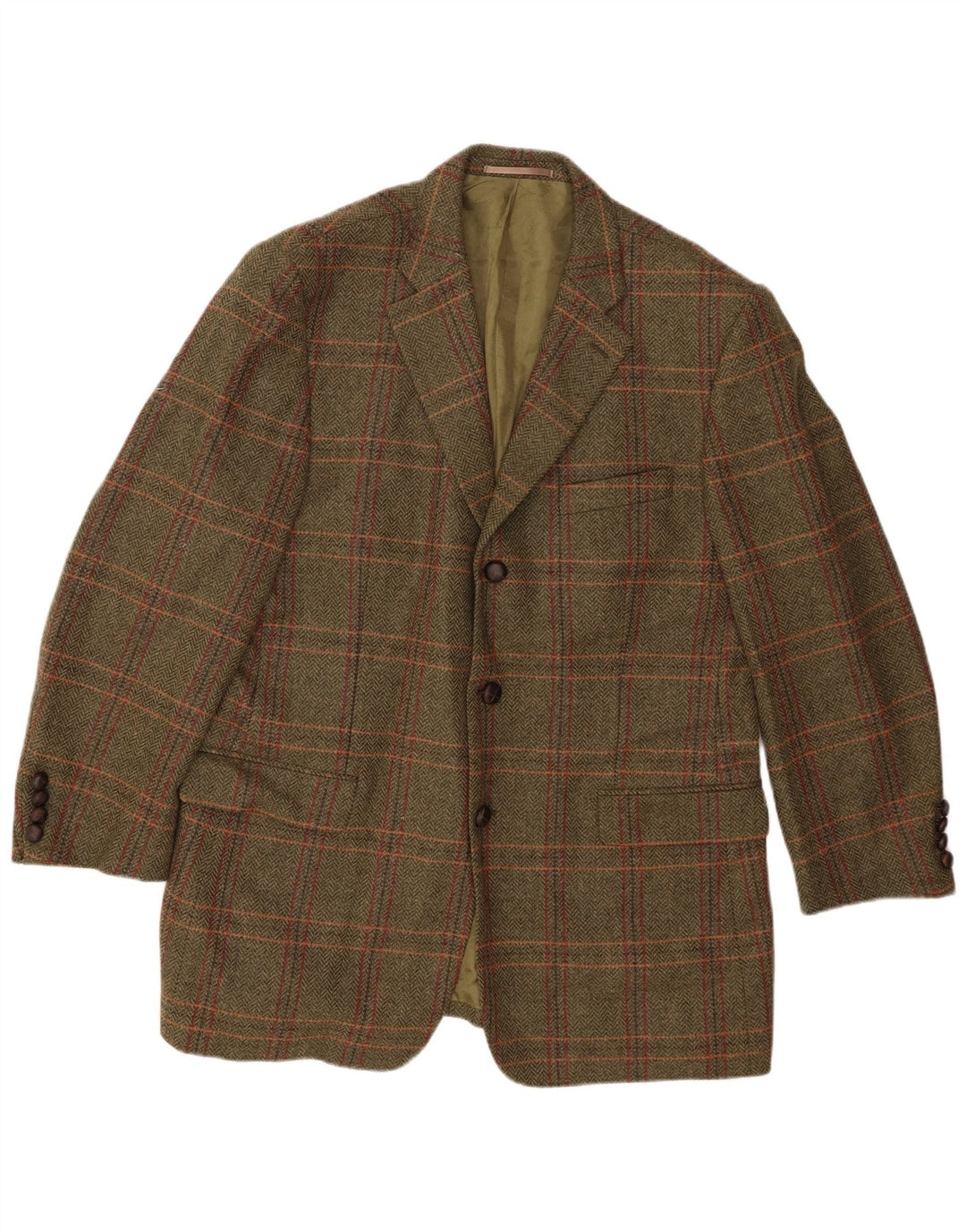 John Hanly&Co Ltd Herren 3-Knopf-Blazerjacke IT 54 2XL Khaki Check