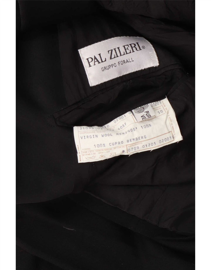 Pal Zileri Herren-Blazer, zweireihig, IT 50, groß, schwarze Schurwolle