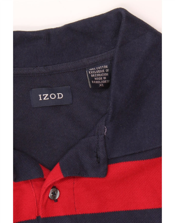 IZOD Herren Rugby-Poloshirt XL, marineblau, gestreift, Baumwolle