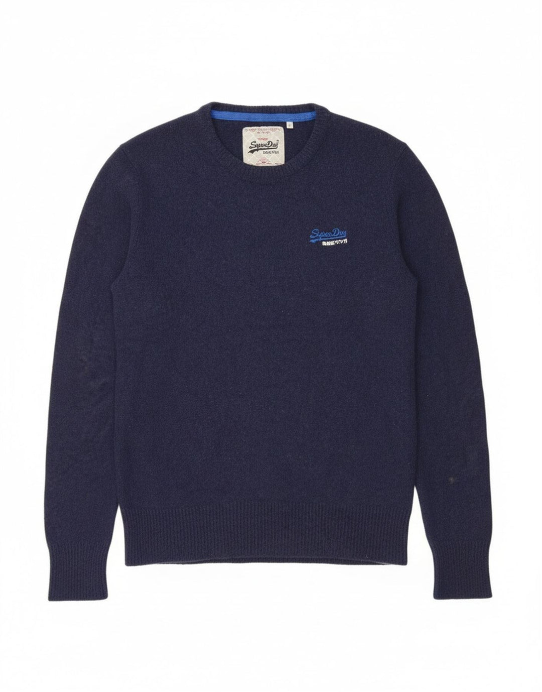 Superdry Herren-Pullover mit Rundhalsausschnitt aus Wolle in mittlerem Marineblau