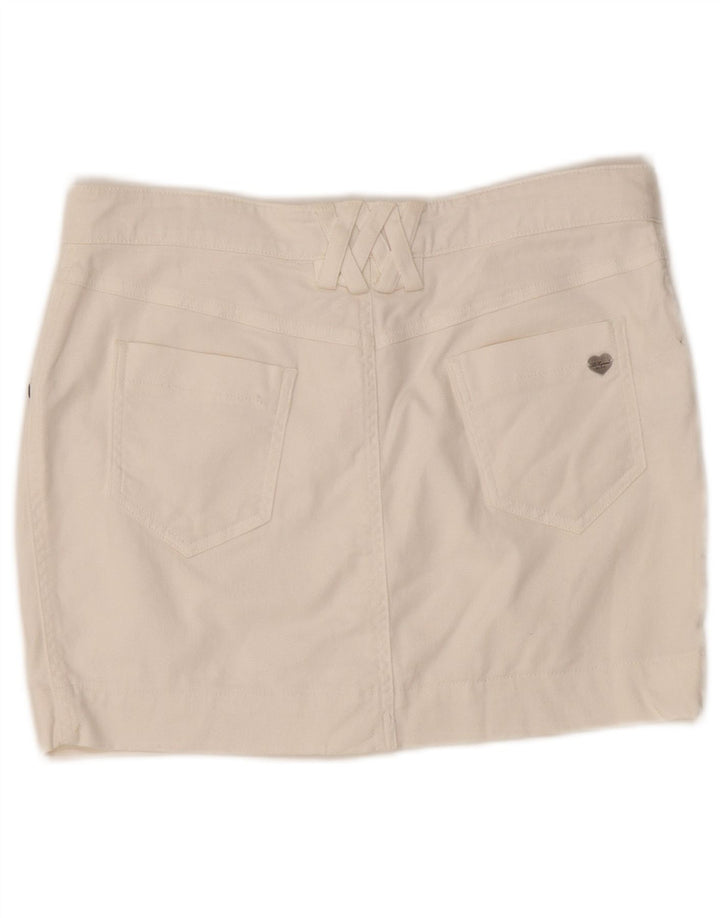 Les Copains Damen Mini-Jeansrock IT 42 Medium W30 Weiße Baumwolle