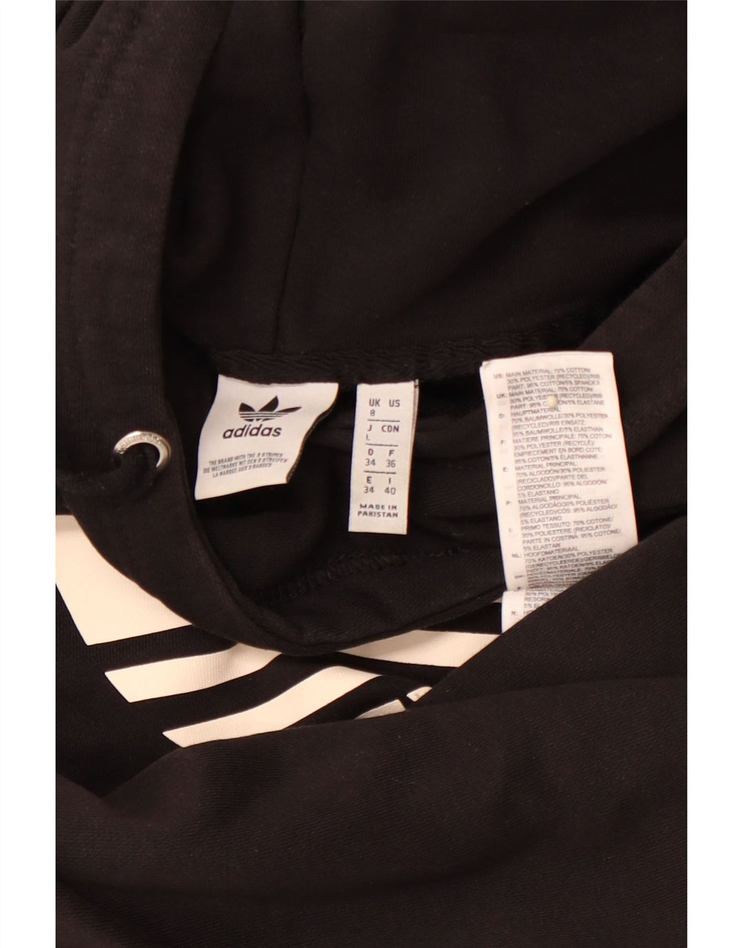 ADIDAS Damen-Pullover mit übergroßem grafischem Kapuzenpullover, Gr. 8, Größe S, Schwarz, Farbblock