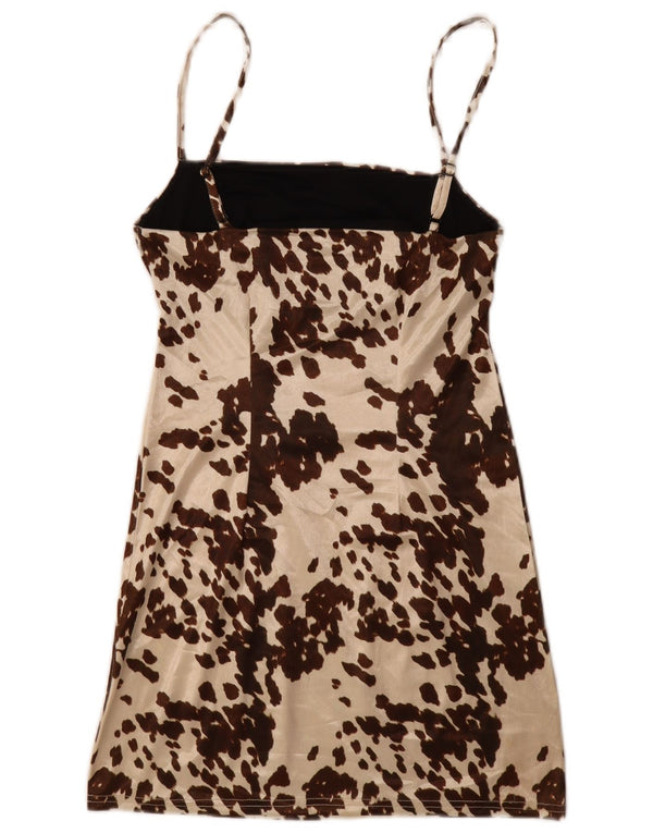 Urban Outfitters Damen-Slipkleid (UK 12) in Mittelbraun mit Animal-Print