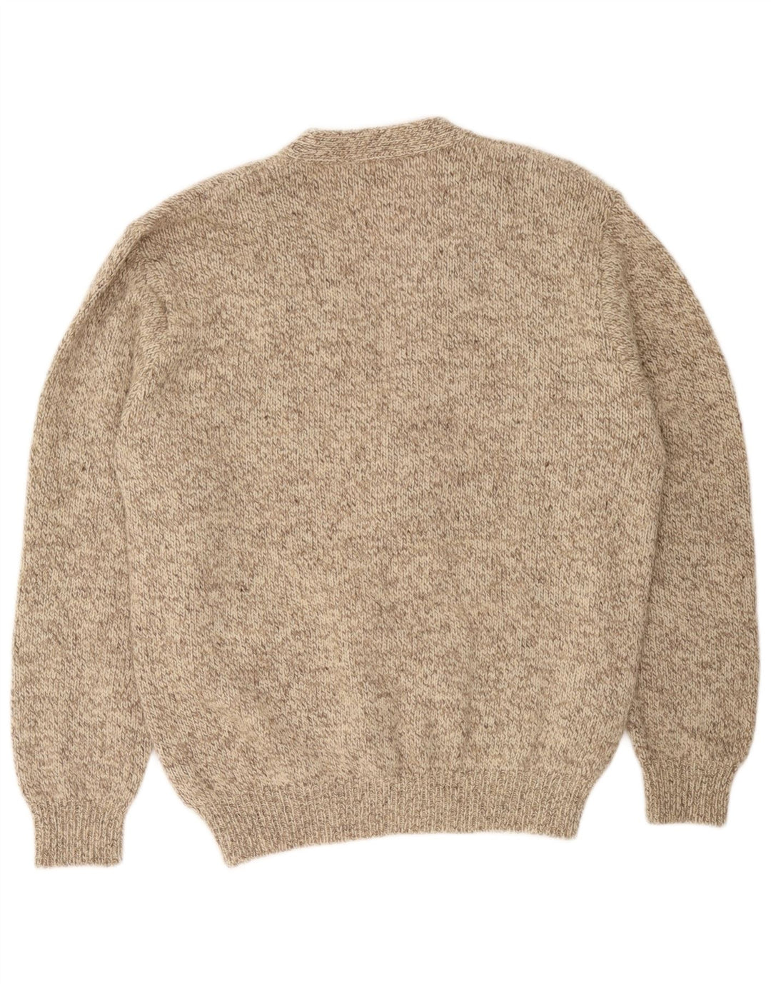 L.L.Bean Herren-Strickjacke, große beige gesprenkelte Wolle