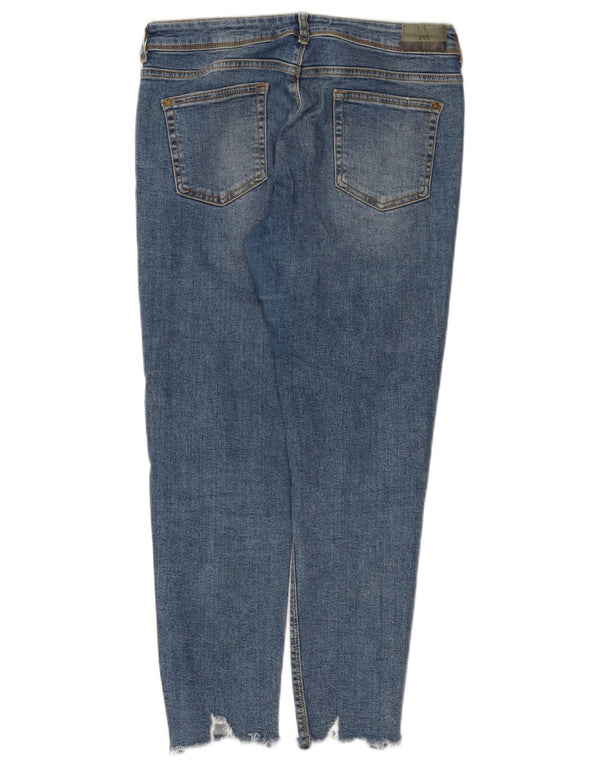 Zara Damen Crop Distressed Skinny Jeans EU 40 Medium W30 L26 Blau