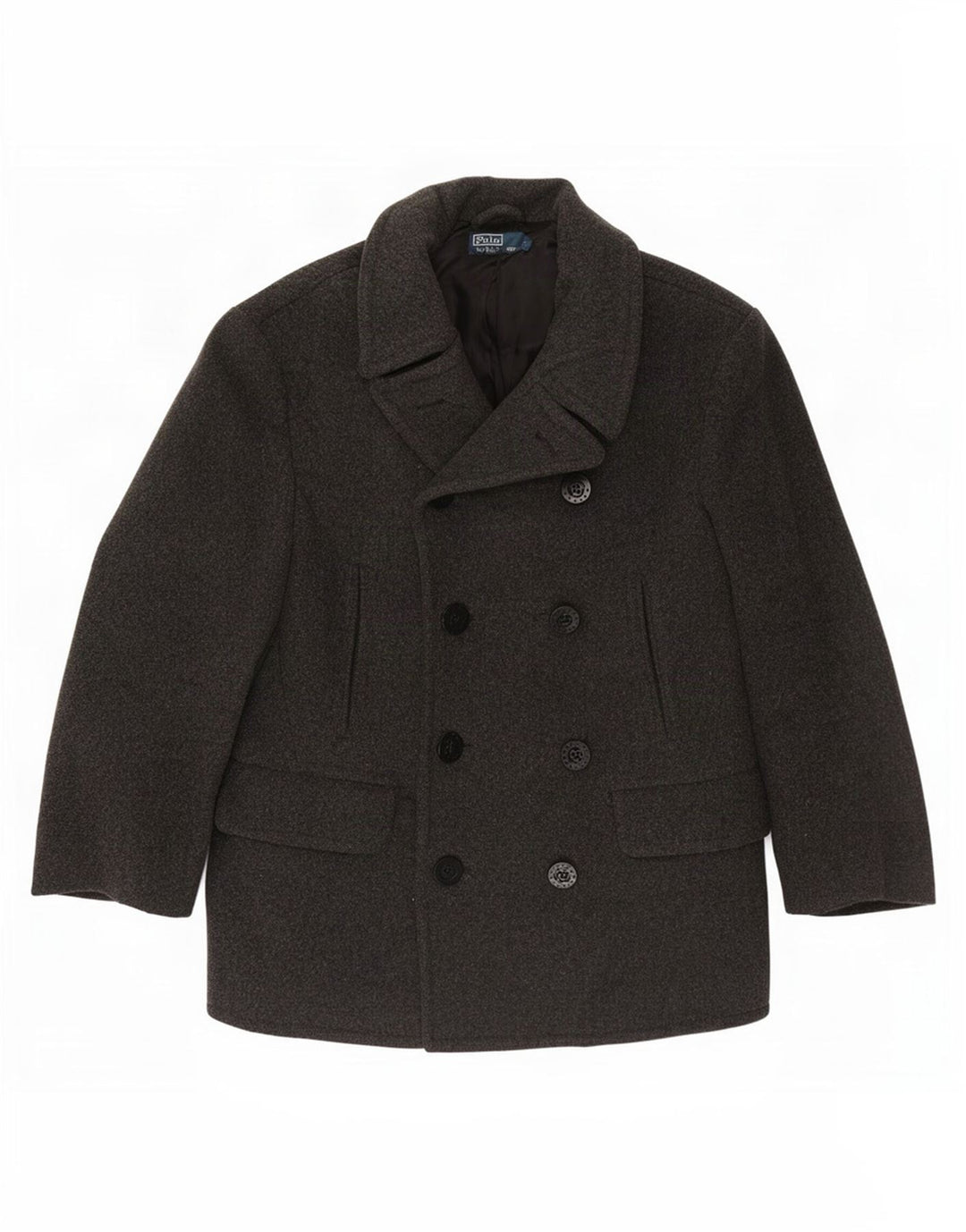 Polo Ralph Lauren Herren Pea Coat UK 40 Große graue Wolle
