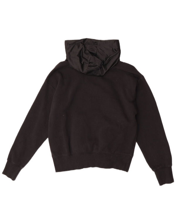 Champion Womens Crop Graphic Oversized Hoodie Pullover UK 10 Small Schwarz