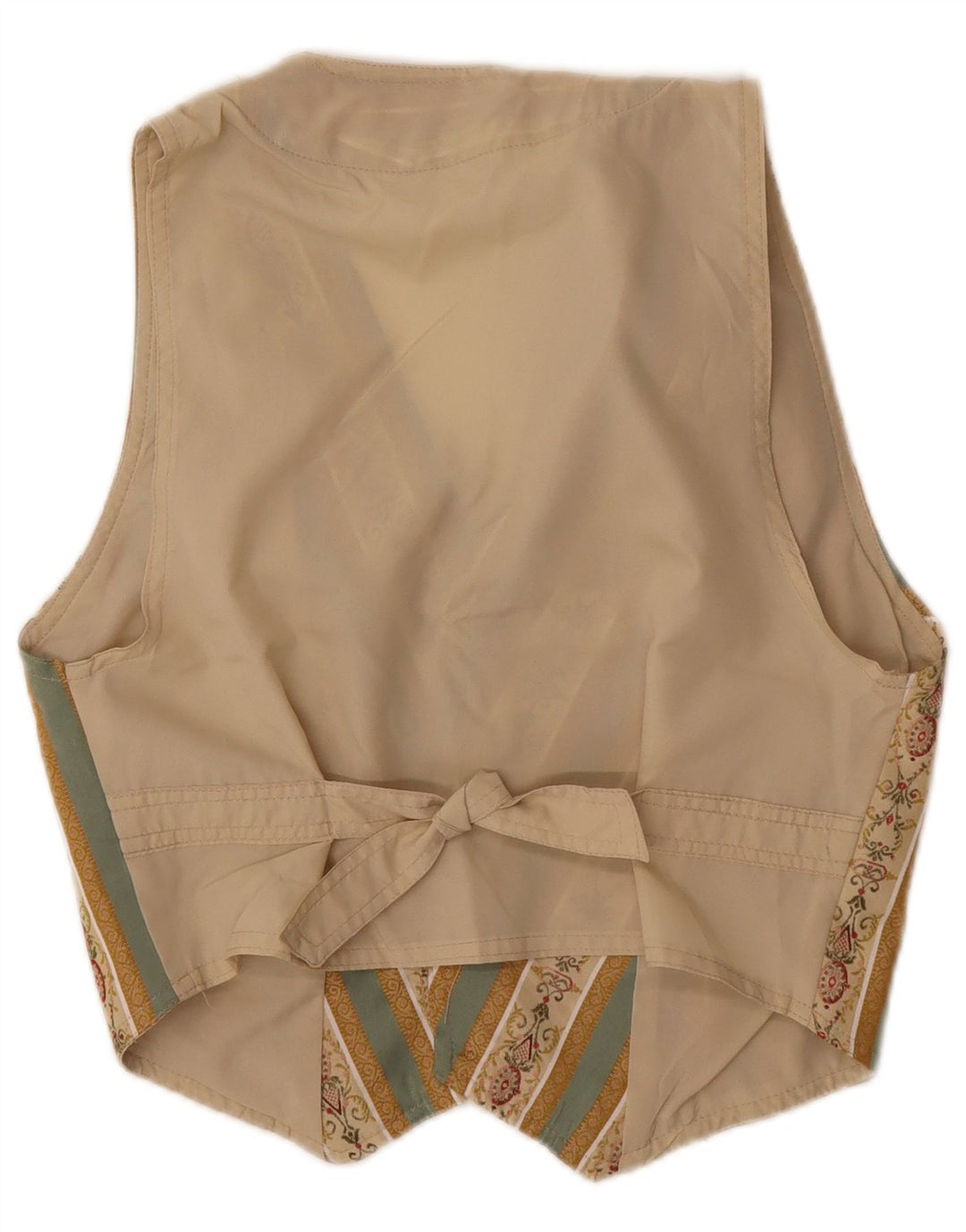 VINTAGE Damen Weste UK 10 Small Beige Fair Isle Baumwolle