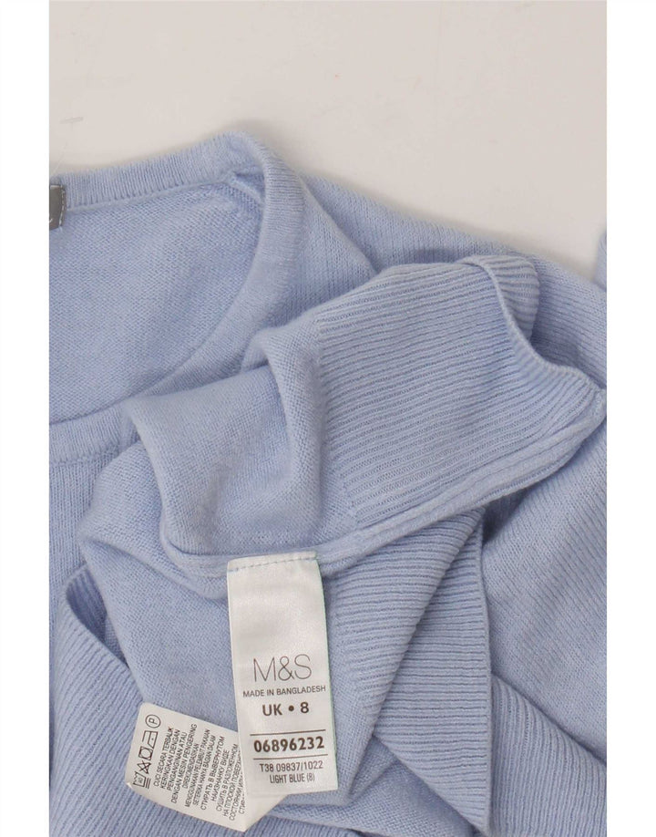 Marks & Spencer Damen-Pullover mit Rundhalsausschnitt, Gr. 8, Small, Blau, Acryl