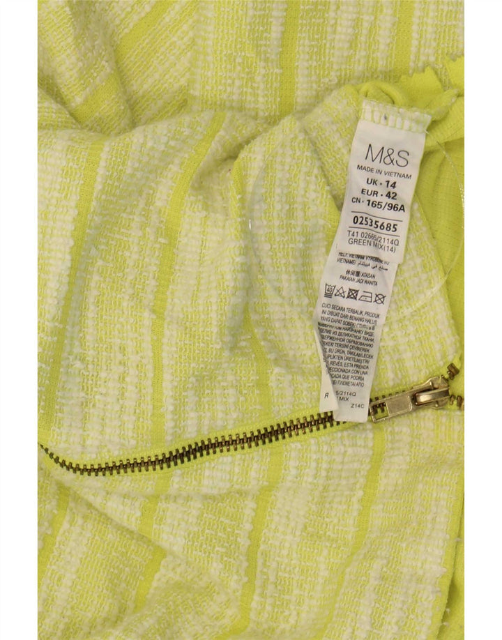 Marks & Spencer Damen-Top, 3/4-Ärmel, UK-Größe 14, Größe L, grün gestreift, Polyester