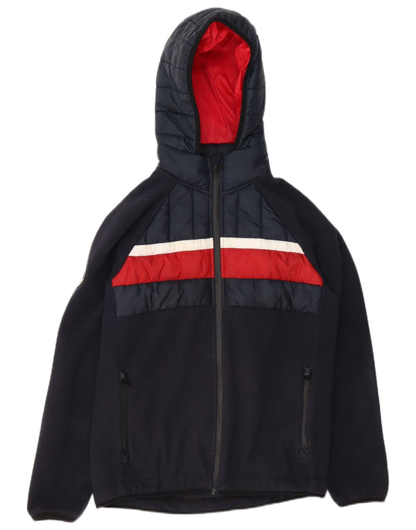 Superdry Herren-Bomberjacke mit Kapuze, UK 38, mittleres Marineblau, Farbblock