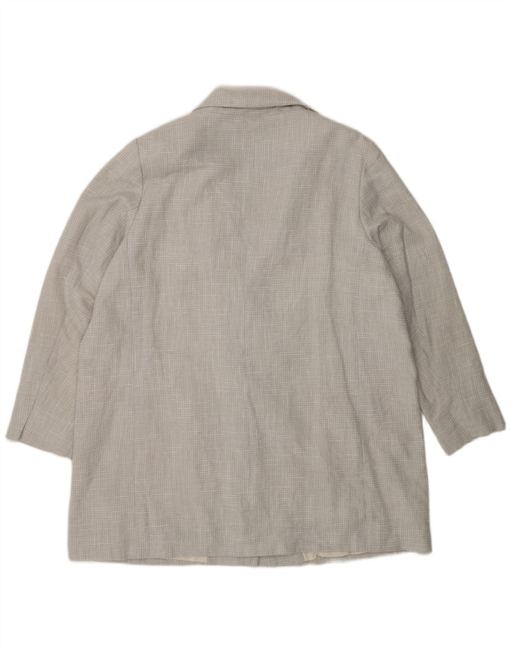 Marks & Spencer Zweireihiger Damenmantel UK 20 2XL Blau kariertes Polyester