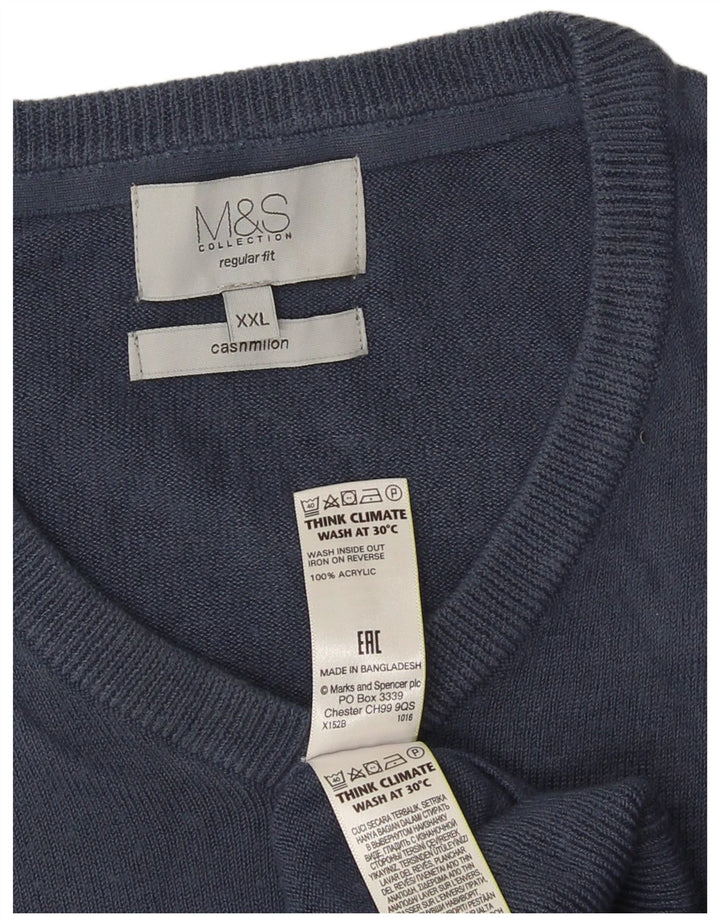Marks & Spencer Herren-Pullover, reguläre Passform, V-Ausschnitt, 2XL, Marineblau