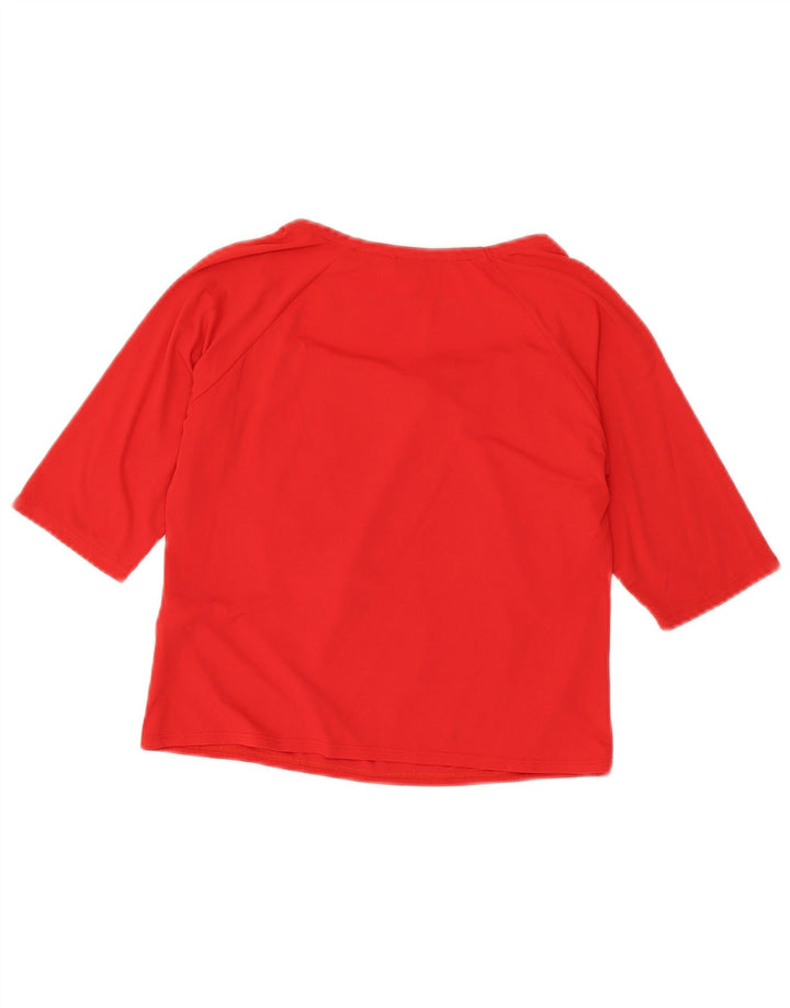 Armani Jeans Damen Crop 3/4-Ärmel-Blusenoberteil UK 14 Mittelrotes Polyamid