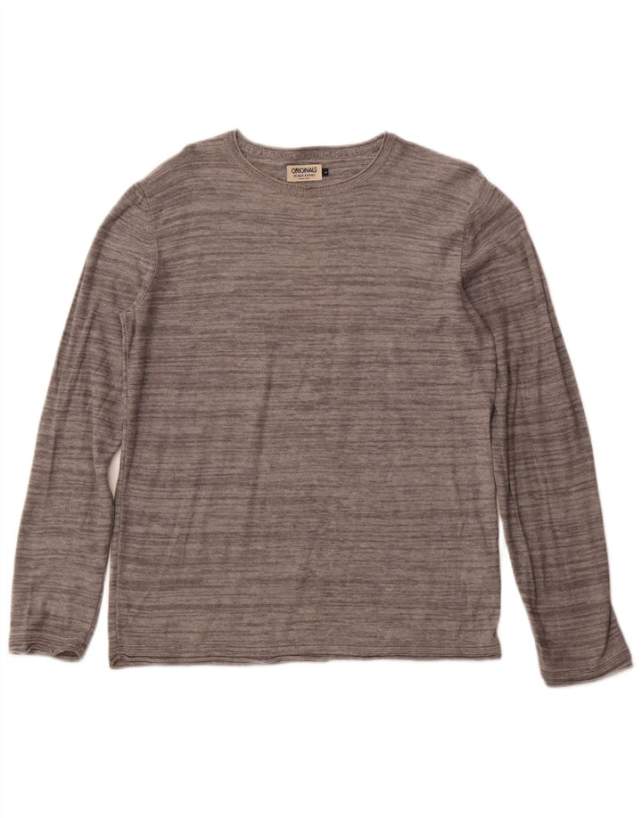 JACK & JONES Herren-Top, langärmelig, groß, graue Baumwolle