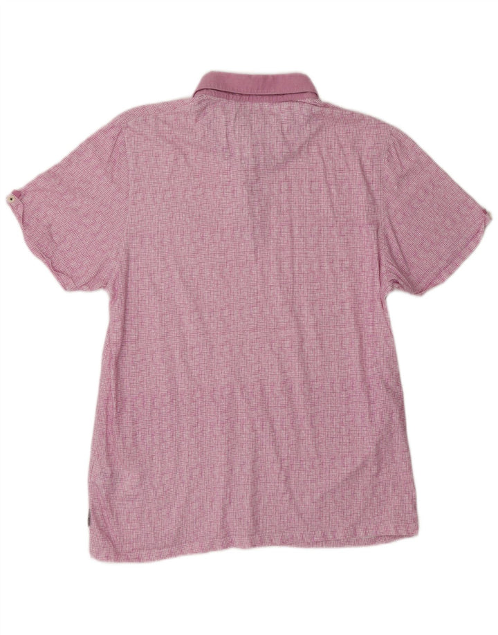 Ted Baker Herren-Poloshirt, Größe 5 XL, lila karierte Baumwolle