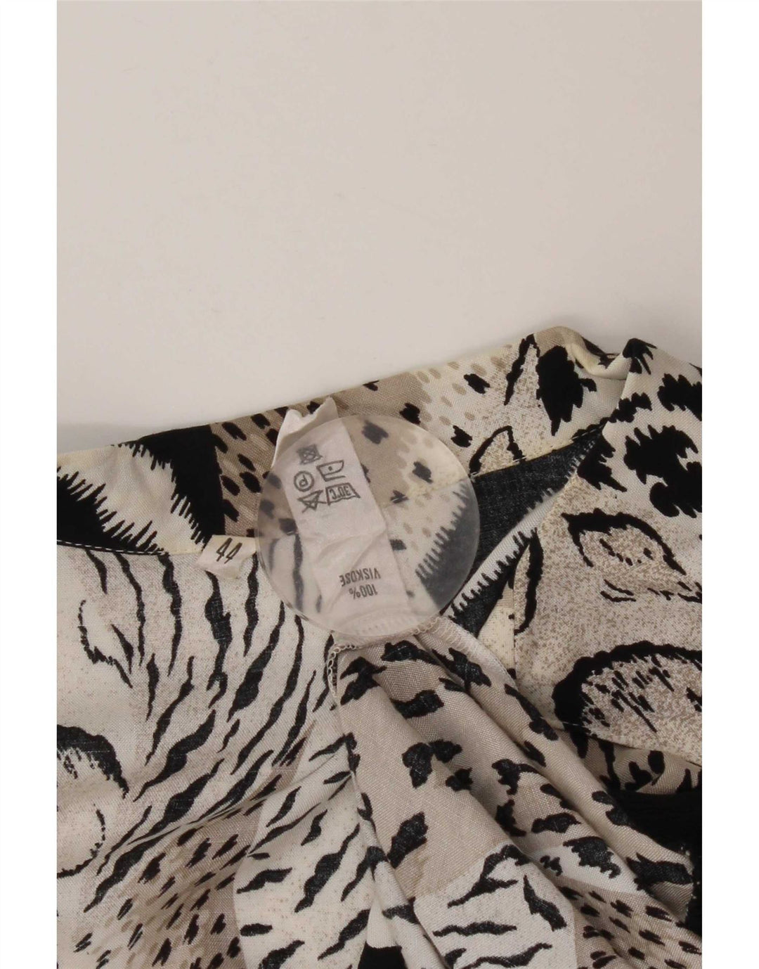 Vintage Damen LangarmBluse Top IT 44 Medium Schwarz Animal Print