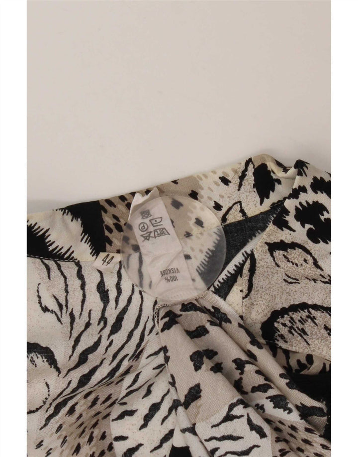 Vintage Damen LangarmBluse Top IT 44 Medium Schwarz Animal Print