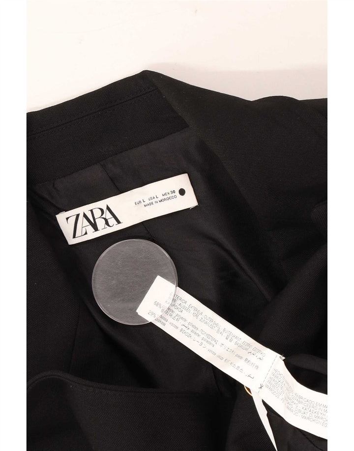 Zweireihiger Blazer für Damen von Zara, Gr. 40, Größe L, Schwarz, Polyester