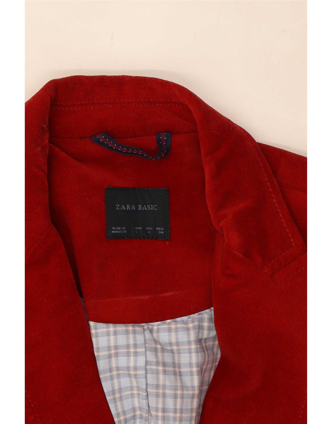 Zara Damen 1-Knopf-Samt-Blazerjacke, UK 14, große rote Baumwolle