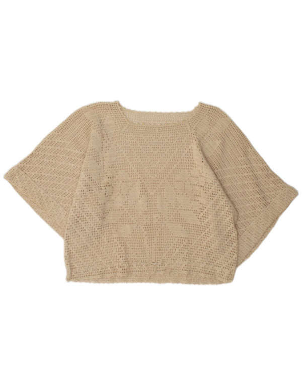Vintage Damen Fledermaus-Durchsichtiges Top UK 16 Large Beige