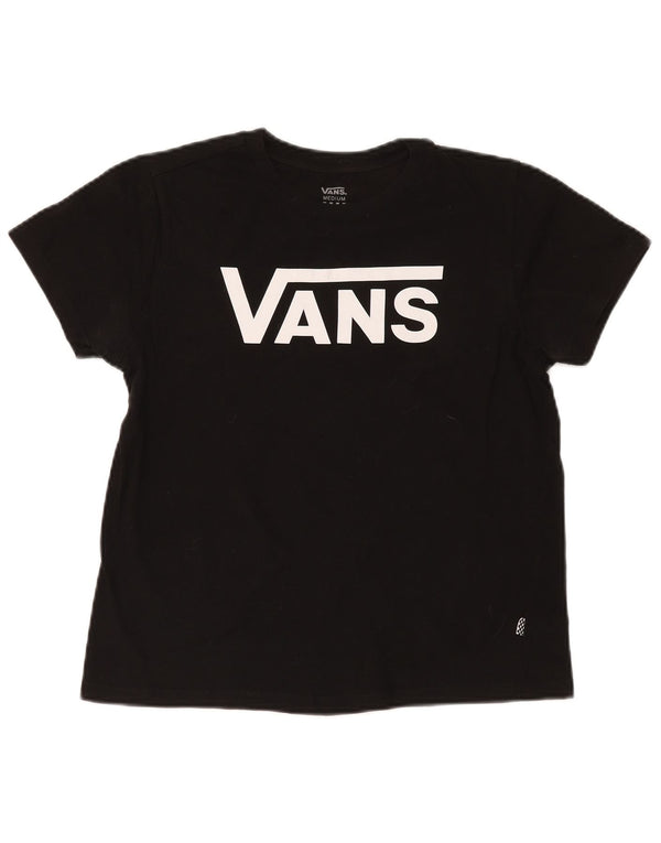 Vans Damen Grafik-T-Shirt-Oberteil UK 14 Medium Schwarz