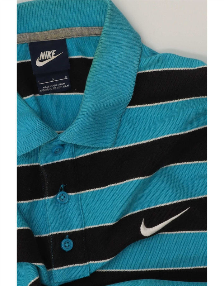 Nike Herren-Poloshirt, groß, blau gestreift