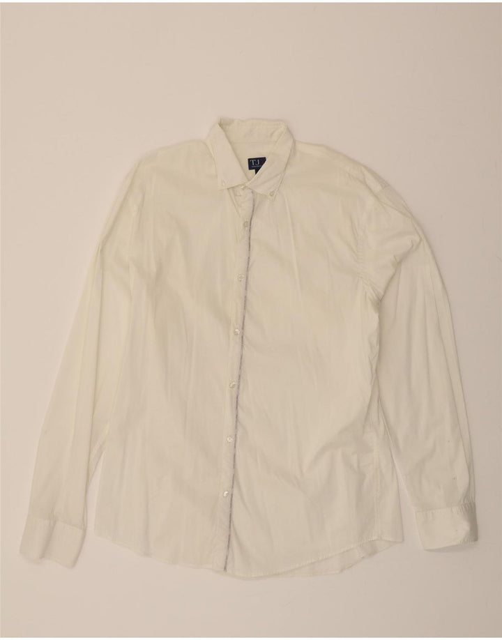 TRUSSARDI JEANS Mens Shirt XL White Vintage Trussardi Jeans and Second-Hand Trussardi Jeans from Messina Hembry 