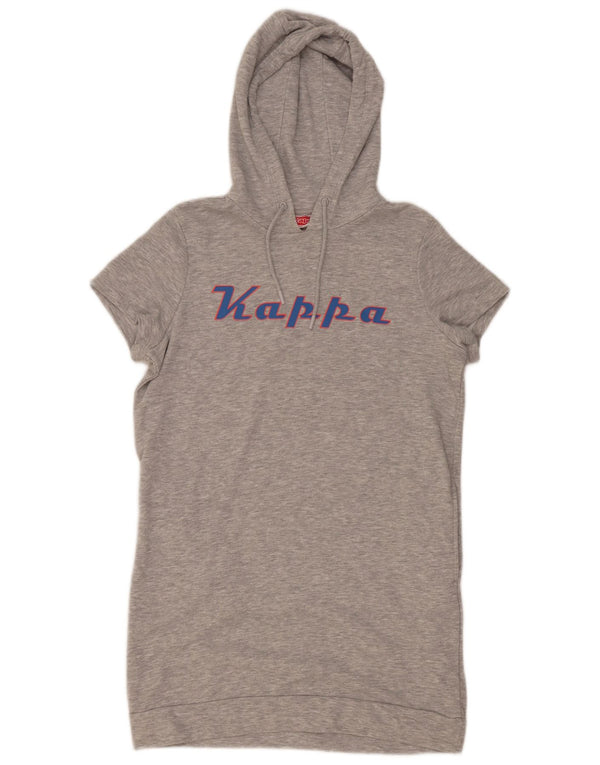 Kappa Womens Graphic Short Sleeves Hoodie Dress UK 14 Mittelgraue Baumwolle