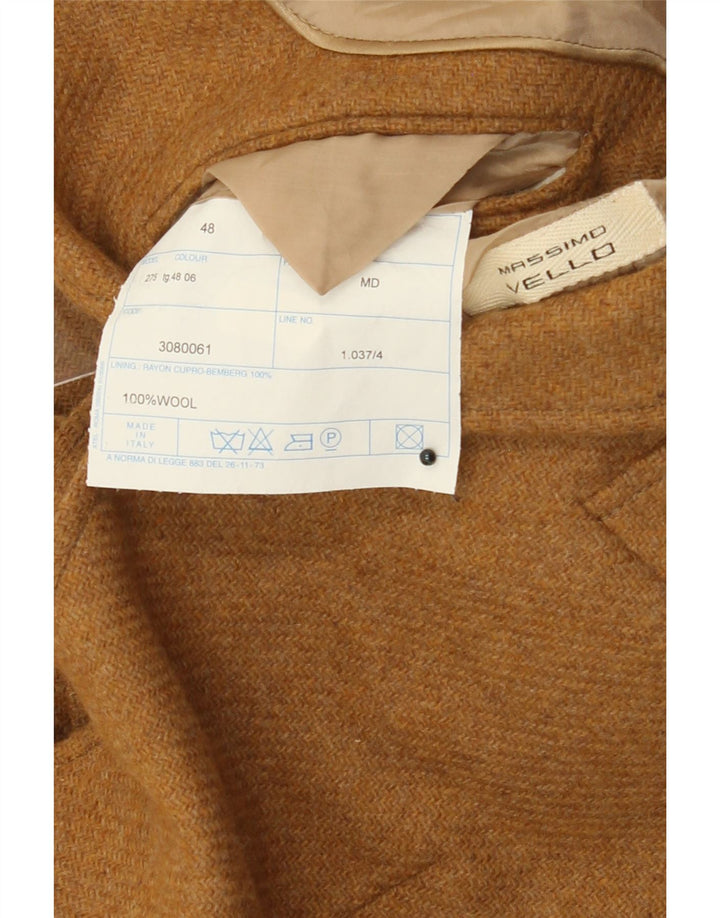 Vintage Herren 3-Knopf-Blazerjacke IT 48 Mittelbeige Wolle