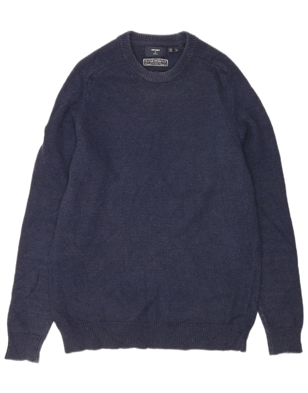 Superdry Herren-Pullover mit Rundhalsausschnitt, groß, marineblaue Lammwolle