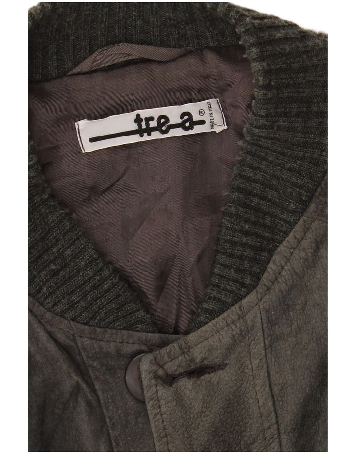 Vintage Herren Bomberjacke Groß Grau Geometrisch
