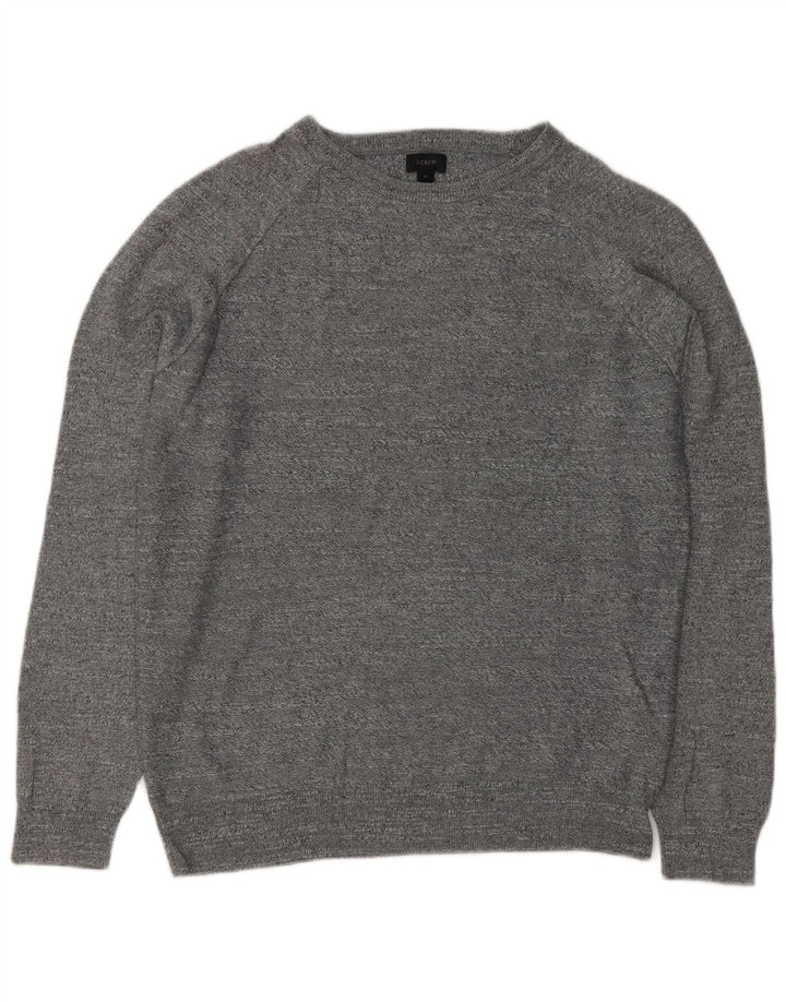 J. Crew Herren-Pullover mit Rundhalsausschnitt, mittelgrau gesprenkelte Baumwolle