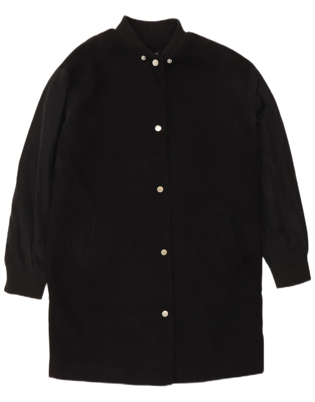 Topshop Damen Übergroßer Mantel UK 8 Small Schwarz Polyester