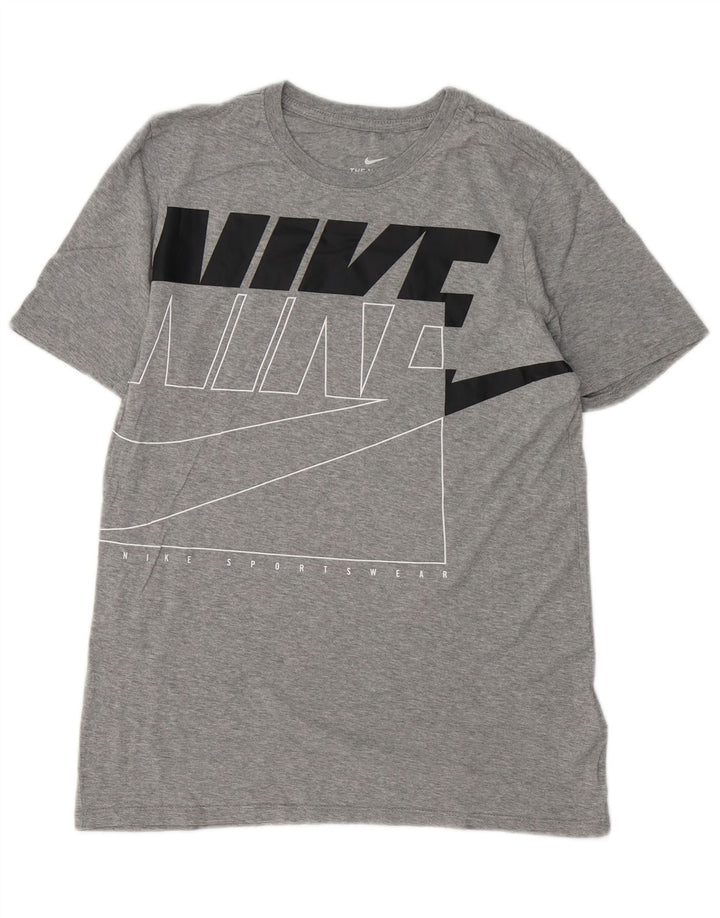 NIKE Herren-T-Shirt mit sportlicher Passform, Grafik, Größe S, Grau, Baumwolle