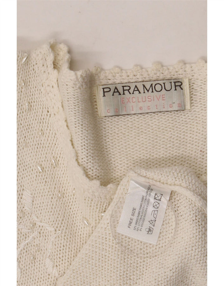 Paramour Damen-Strickjacke, Einheitsgröße, weißes Ramie-Blumenmuster