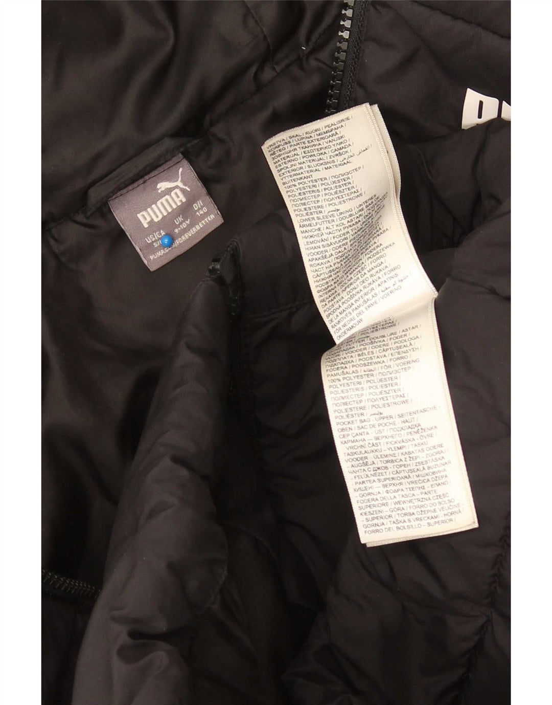 Puma Jungen Kapuzenjacke, gepolstert, 9–10 Jahre, schwarzes Polyester