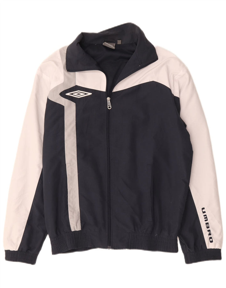 Umbro Herren-Trainingsanzug-Top-Jacke, großes marineblaues Farbblock-Polyester