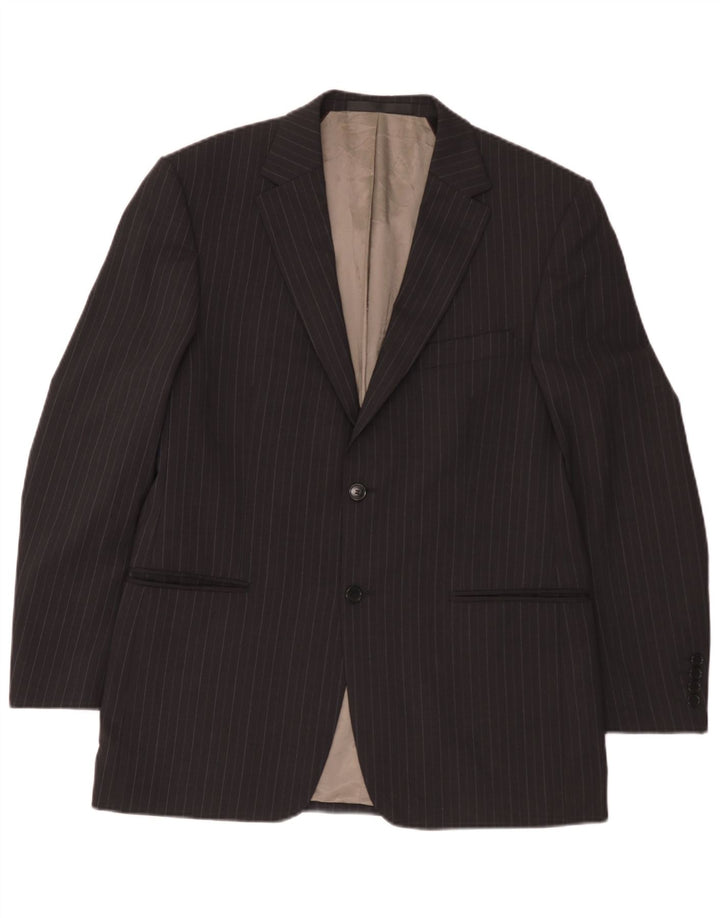 Marks & Spencer Herren-Blazer mit 2 Knöpfen, UK 40, mittelgrau, Nadelstreifen