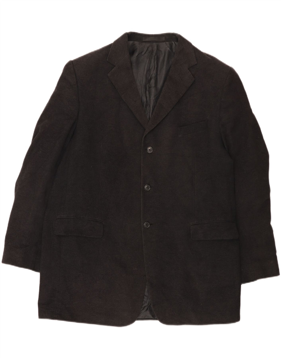 Marks & Spencer Herren-Blazer mit 3 Knöpfen, UK 46, XL, schwarze Baumwolle