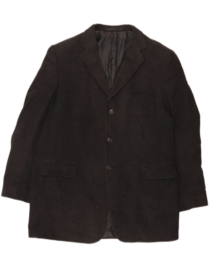 Marks & Spencer Herren-Blazer mit 3 Knöpfen, UK 46, XL, schwarze Baumwolle