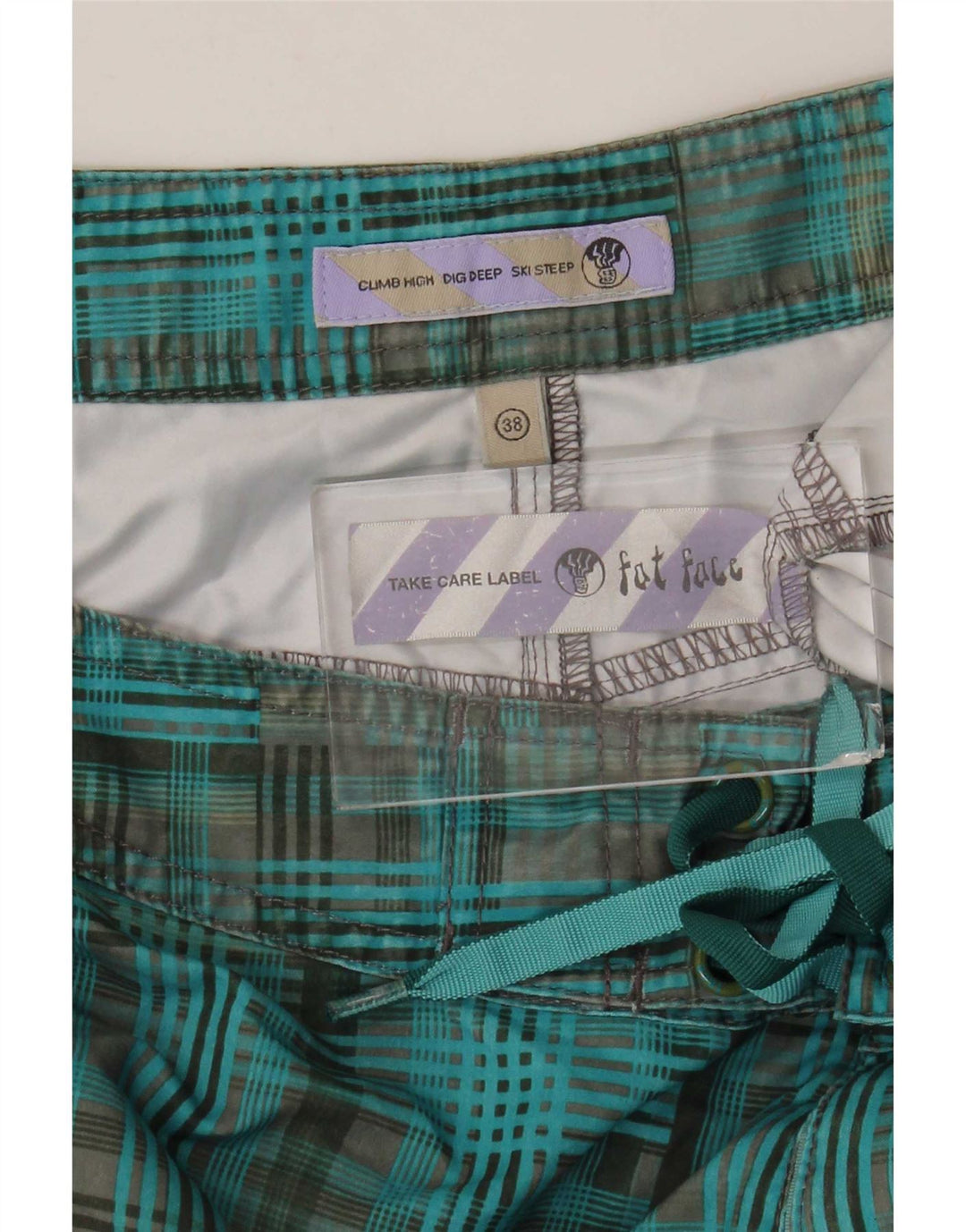 Fat Face Herren-Badeshorts XL, blau kariert, Polyester