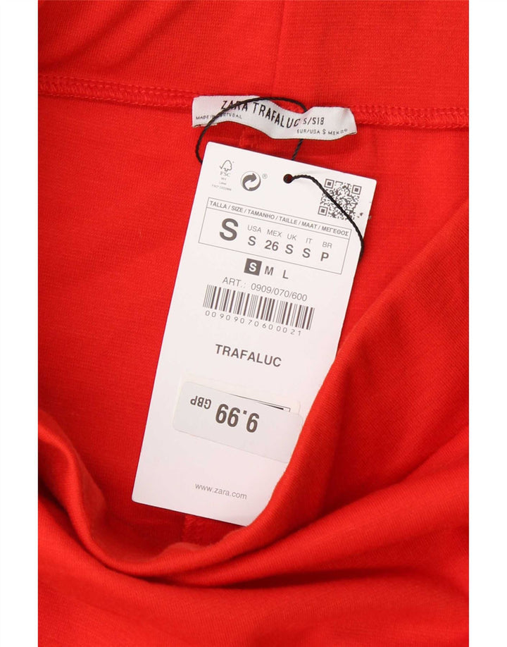 Zara Damen Trafaluc Bleistiftrock Small W26 Rot Colourblock Polyester