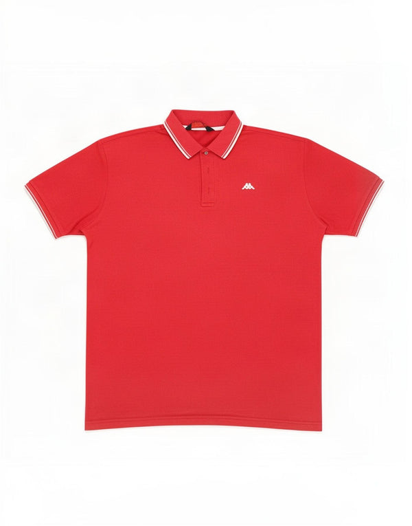 Kappa Herren Poloshirt 2XL rot gestreift aus Baumwolle