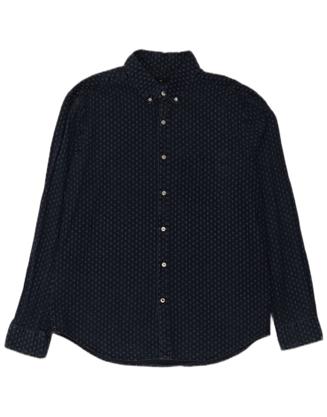 American Eagle Herren-Hemd mit klassischer Passform, große marineblau gepunktete Baumwolle