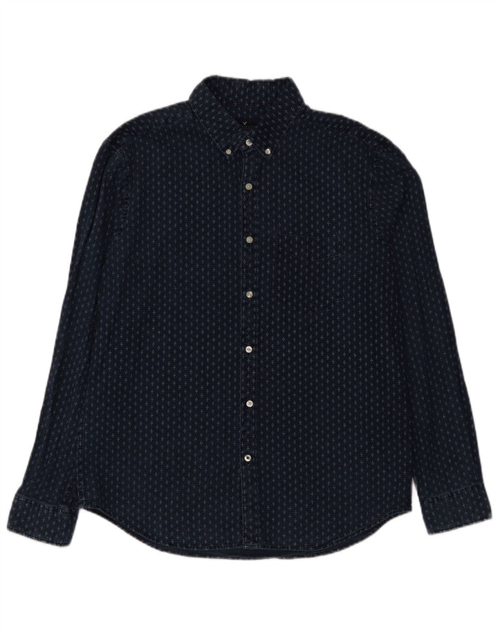 American Eagle Herren-Hemd mit klassischer Passform, große marineblau gepunktete Baumwolle