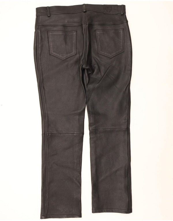 Highway 1 Herren-Lederhose, gerade, UK 48, 3XL, W48, L34, schwarzes Leder